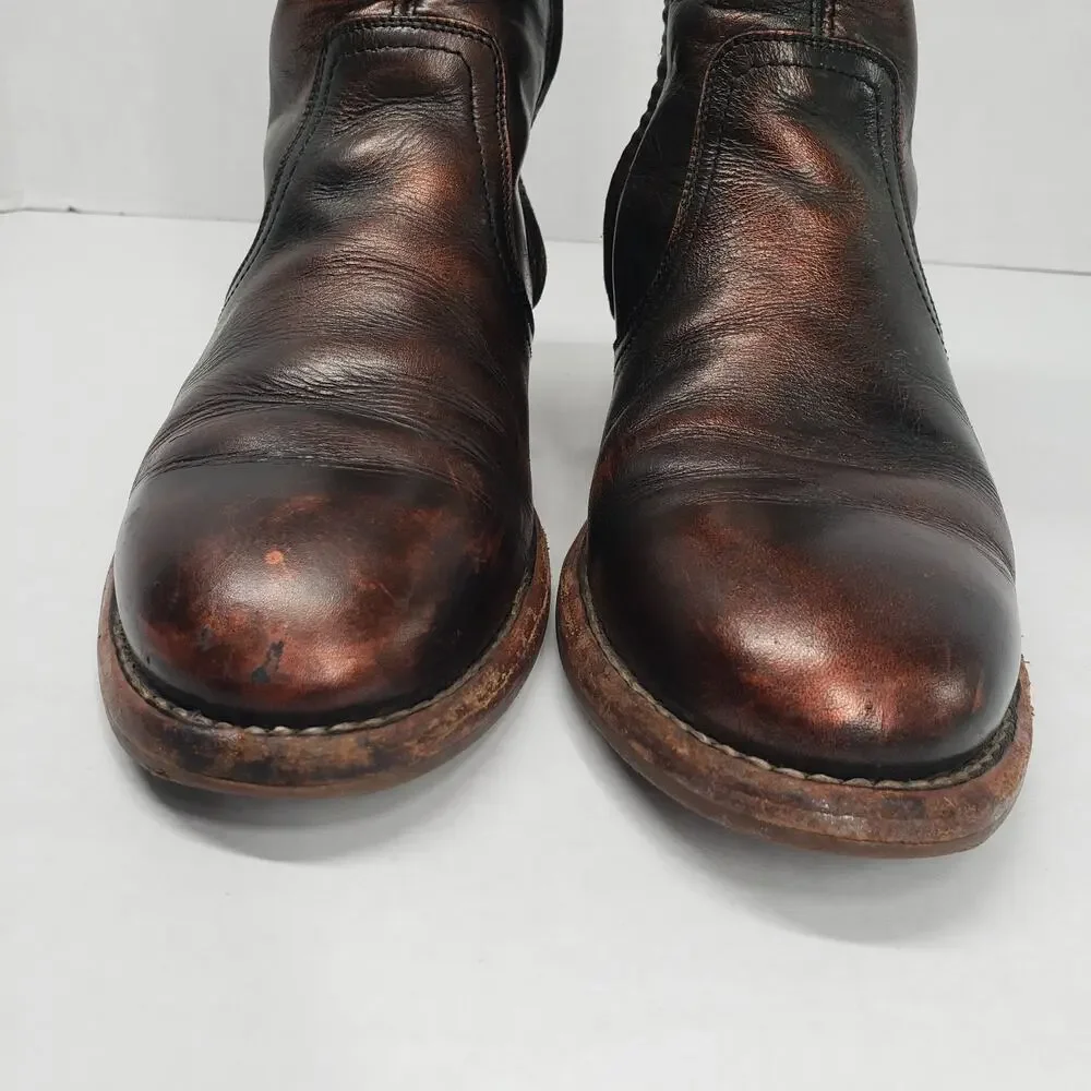 Maison Margiela Replica Campus Ankle Boots Womens 38.5 8 Brown Oil Spill Leather - Picture 10 of 16